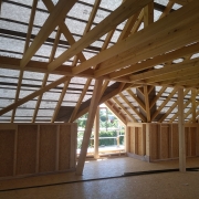Maison ossature bois, cloisons et charpente, chantier et constructeur dans le haut rhin, alsace.